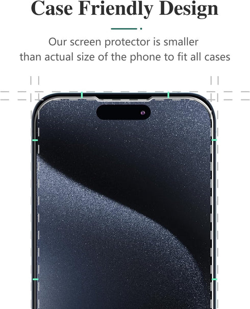 Pokolan (3-Pack) Tempered Glass Screen Protector for iPhone 15 Pro, 9H Hardness, Bubble Free, Easy to Install, Case