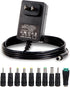 12V 2A Power Adapter Charger AC, 12V Regulated Power Supply with 10 Interchangeable DC Plugs for Electronics