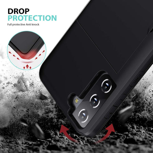 ZUSLAB Wallet Case for Samsung Galaxy S21 5G, Shockproof Anti Scratch Cover with Card Holder and Screen Protector