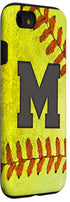 Softball Phone Case for iPhone SE (2020), 7, 8 - Personalized with Letter M for Softball Player Gift