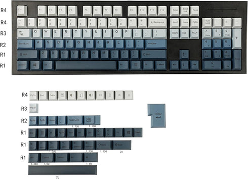 YMDK PBT Gradient Keycaps Cherry Profile Dye Sub Mac Keyset for ANSI ISO 104 TKL GK61 96 75 GMMK NCR80 Mx 1.7mm