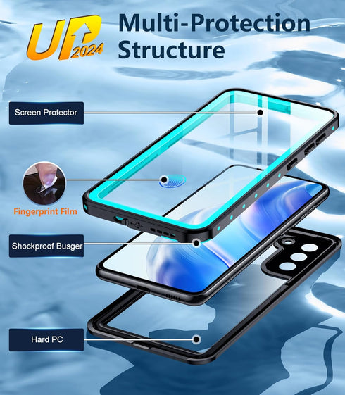 Temdan Waterproof Case for Samsung Galaxy S21, Built-in Screen Protector, 360 Full Body Shockproof, Teal