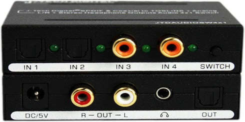 J-Tech Digital Optical SPDIF/Coaxial Digital to RCA L/R Analog Audio Converter 4x3 Switch with 3.5mm Jack