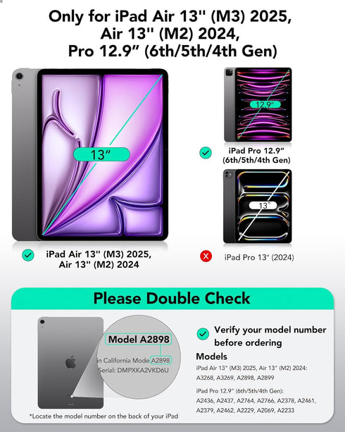 ESR 12.9 6th/5th/4th 13 Inch M3/M2 (2025/2024), for iPad Pro Gen, iPad Air Case Powerful Magnetic Attachment, Slim