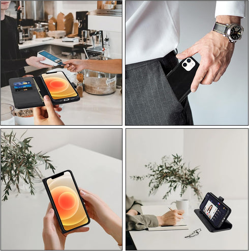 MONASAY Wallet Case for iPhone 11, 6.1-inch - Flip Folio Leather Cover with Glass Screen Protector and RFID Blocking