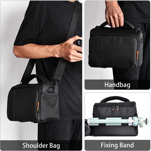 FOSOTO Waterproof Shoulder Camera Case Bag with Rain Cover, Compatible for Nikon D5600 D750 D3300 Canon Rebel SL2 T7i