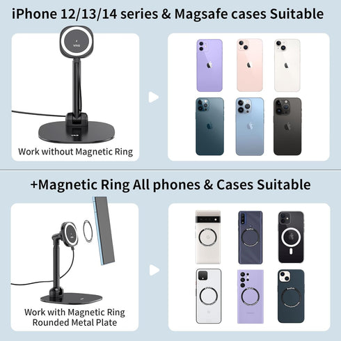 VRIG Direct 360Rotation 17/17pro/16/15/14/13 VRIG Magnetic Wireless Charger Phone Stand Desktop Phone Holder Adjustable