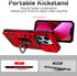 SunStory iPhone 13 Pro Case with HD Screen Protector, Slide Camera Cover, Rotated Ring Kickstand, Red