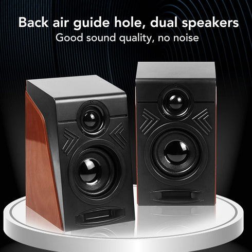 USB Wired Speakers, HiFi Clear Sound Quality Deep Bass Computer Speakers, Wooden Color for TVs and Laptops