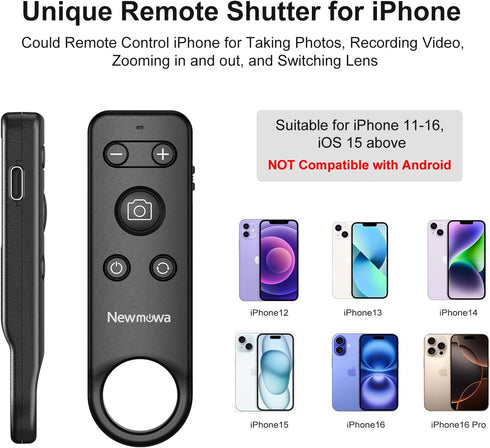 Newmowa 15 26) Phone Wireless Bluetooth Remote Control, Support Video Photo Shooting/Zooming/Lens Switching
