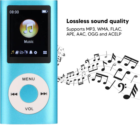 Vikye MP3 MP3 1.8 Inch MP3 64G Player, Portable Digital Lossless Music Player, Portable Slim LCD Screen Music Player