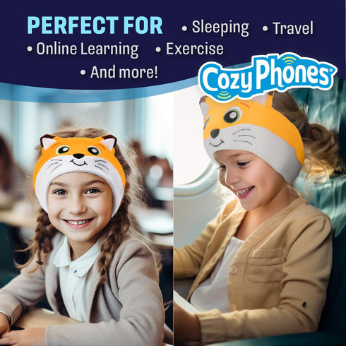 CozyPhones Fox Kids Headphones - Stretchy & Comfy Earphones for Toddlers 1-3, Perfect Travel Accessories!