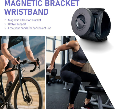 Titgoes Magnetic Wristband Phone Holder for Running, Adjustable Sports Armband Cell Phone Holder, Hands-Free Phone