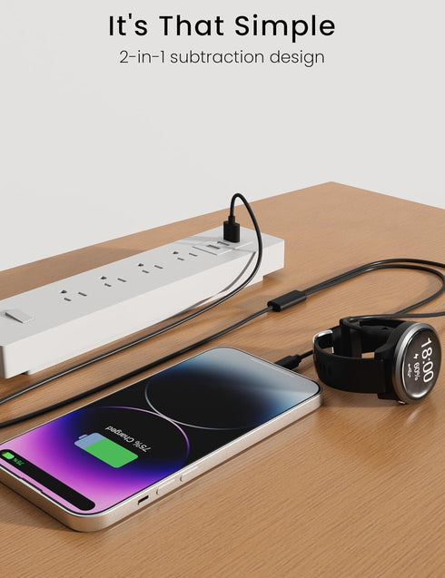 Bicmice Multi Charger Cable for Garmin Instinct, Vivoactive, Forerunner, 2 in 1 USB Charging Cable with USB-C