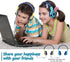 SIMOLIO Foldable Kids Headphones with Mic, 75dB-94dB, Share Port, Stereo Wired, Hearing Protection, Mint, Portable