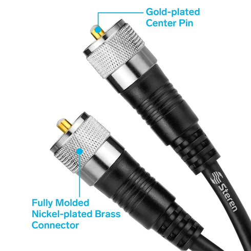STEREN 3 ft RG8X Coaxial Coax Cable - Male to Male UHF Antenna Connector - 0.9 M 205-703