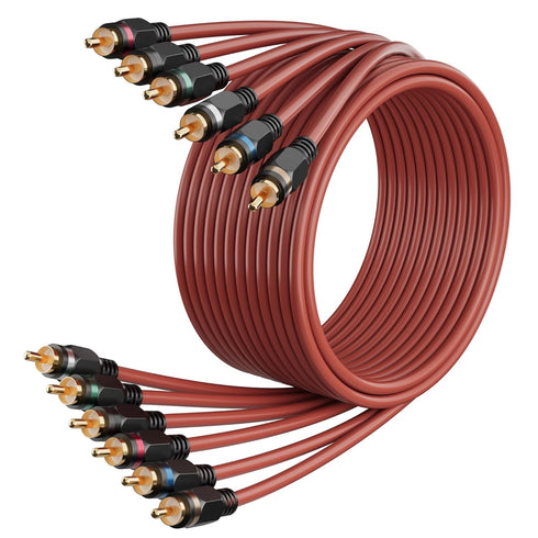 6-Channel 15 Adoreen RCA Audio Cable Ft, Oxygen Free Copper Male to Male Twisted Pair RCA Interconnect Cable with Noise