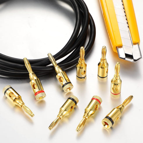60 Pcs Gold Plated Banana Plugs, 30 Pairs Banana Adapter Connector for Speaker Wire, Home Theater, Audio/Video