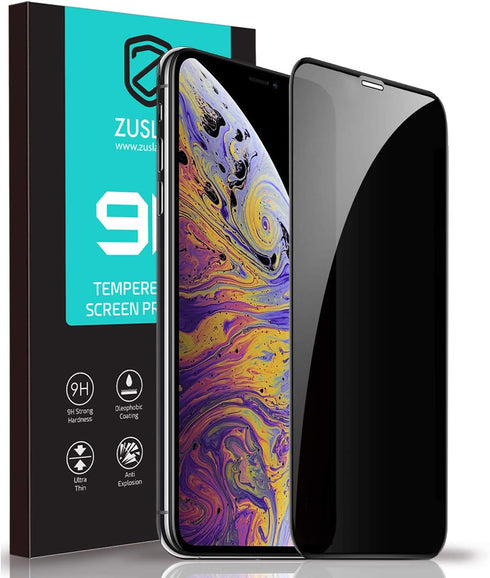 ZUSLAB Privacy Screen Protector - Compatible with Apple iPhone 11 Pro, Anti Spy Tempered Glass Full Coverage