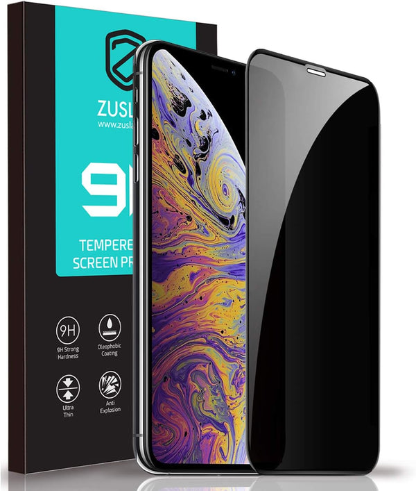 ZUSLAB Privacy Screen Protector - Compatible with Apple iPhone 11 Pro, Anti Spy Tempered Glass Full Coverage
