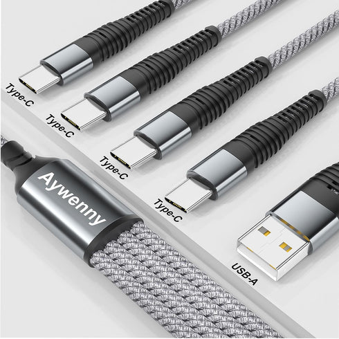 USB Type C QC3.0 Fast Charging 4-in-1 Multi USB C Splitter Cable for iPhone 15 Pro Max, Samsung Galaxy S24