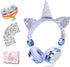 SVYHUOK Kids Headphones for Girls Children Teens, Cute Cat Ear Wired Headphones with Microphone 3.5mm Jack, Over On Ear