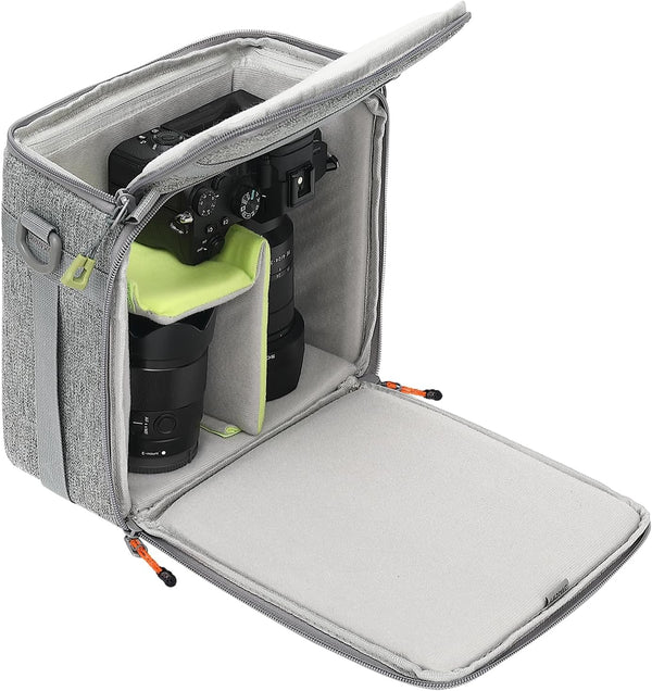 Mini SLR Camera Insert Bag, Shockproof & Pressure-proof Dual Opening Lens Cube Case, Compatible for Canon, Sony, Fuji