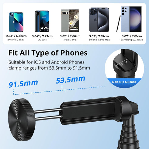 SYNCWIRE 55" Selfie Stick Tripod, Extendable Aluminum Phone Tripod with Bluetooth Remote, Compatible with Smartphones