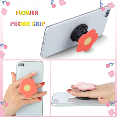 6 Pieces Flower Phone Grips, Colorful Finger Phone Stand for Most Smartphones and Tablets