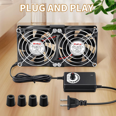80mm 25mm 110V 120V 240V Wathai x Computer Fan with AC Plug, Dual Ball Big Airflow Variable Speed Controller AC