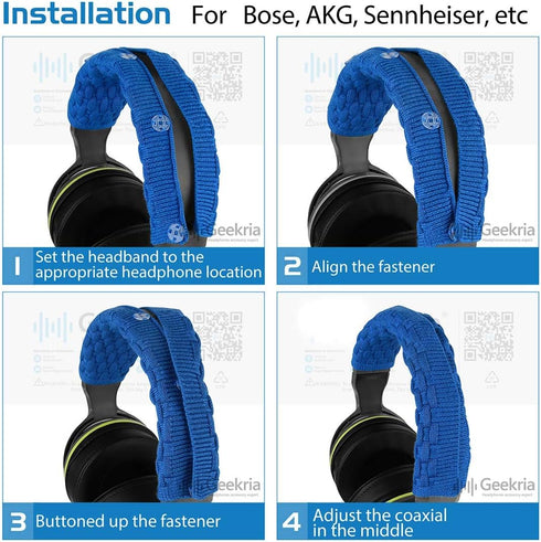 Geekria Knit Fabric Headband Cover for Sony WH-1000XM6/XM5/XM4 Headphones, Ocean Blue