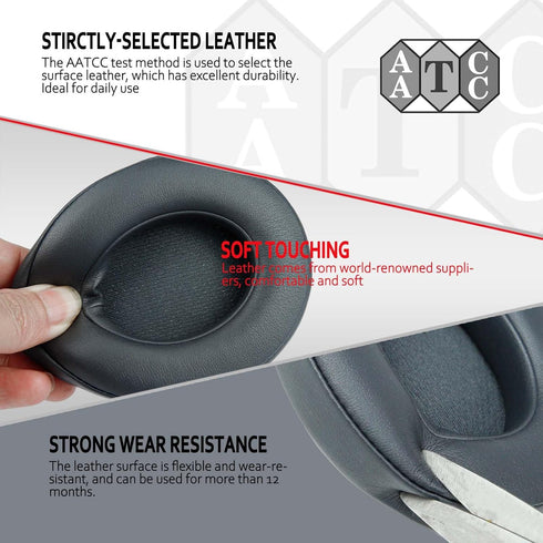 Krone Kalpasmos Earpad Replacement for Beats Studio 2 & 3 - Premium Grey Protein Leather Memory Foam, Easy Install Kits.