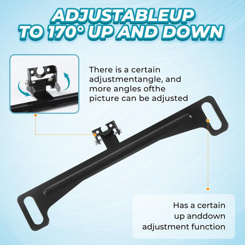 Snwoygr 170-Degree Universal Car Rear View Camera License Plate Bracket, Professional Full Stainless Steel Anti-Rust