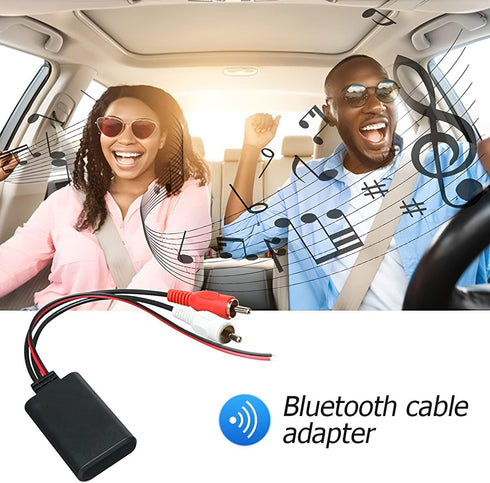 Car Universal Wireless Bluetooth Cable Adapter, 2 RCA Aux Audio, Car Radio Connector Input, 12V Stereo Wireless Play