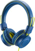 POWMEE M2 Kids Headphones - Foldable, Adjustable, Tangle-Free, 3.5MM Jack, On-Ear, Blue for School, Travel & More.