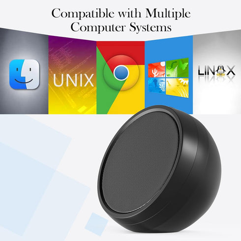 USB Computer Speaker for Laptop, PC, External Speakers, Loud Volume, Rich Bass, Plug-N-Play (Black)