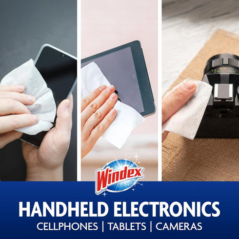 25 Count (Pack 3) Windex Electronic Cleaning Wipes, Pre-Moistened Screen Wipes for TVs, Phones, and Other Electronics