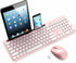 LeadsaiL Wireless Keyboard and Mouse Combo, Full-Sized Ergonomic Computer Keyboard with Phone Tablet Holder for Windows