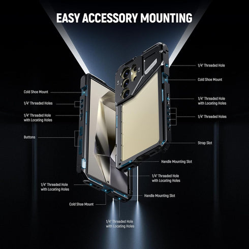 Neewer S24 Ultra Phone Cage with 67mm Filter Adapter, 17mm Lens Backplate, T Mount Lens Adapter, Cleaning Cloth