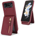 Cavor for Samsung Galaxy Z Flip 4 Case Wallet with Strap, Crossbody Lanyard Card Holder Stand, Cute Leather Zipper