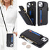 Cavor for iPhone 15 Case with Card Holder, Wallet Case for Women, Crossbody Lanyard and Wristlet, Leather Zipper Pocket