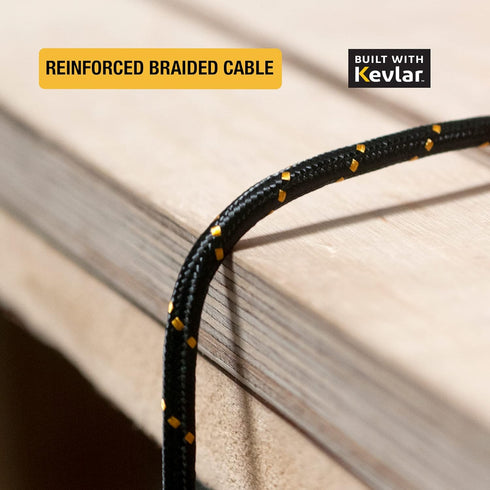 DEWALT 10 ft Type C to USB Cable Fast Charging USB-C to USB-A, Reinforced Braided Cable for durability.