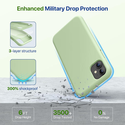 Miracase iPhone 11 Case (6.1") - Matcha Green, Liquid Silicone Gel, Full Body Shockproof Protection & Screen Protector.