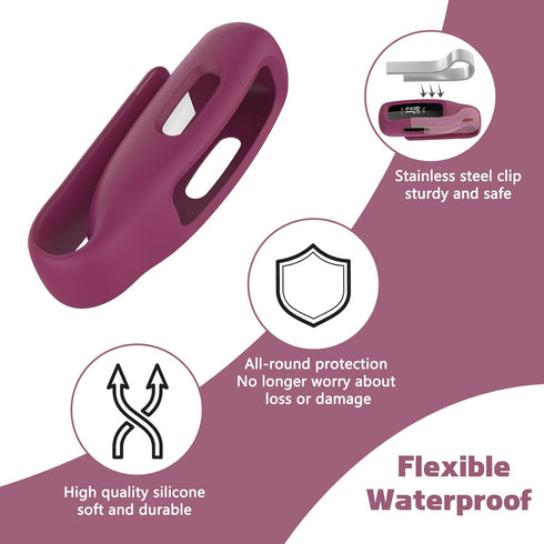 4-Pack Clip Case Compatible with Fitbit Inspire 2/3, Soft Silicone Clip Clasp Accessory
