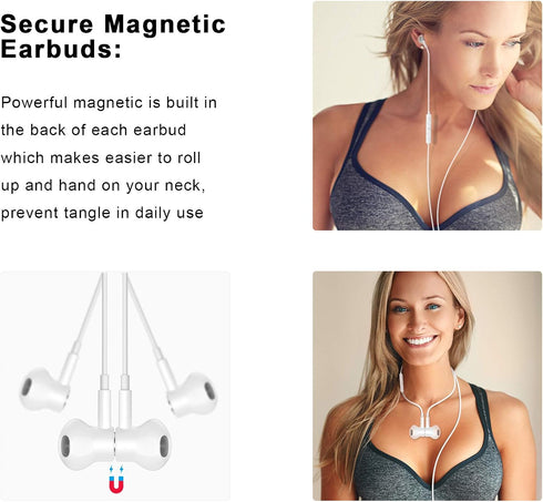 USB C Headphones, Type C Earphones for Samsung Galaxy S20 S21 S22 S23 S24, Magnetic Wired Earbuds with Microphone