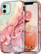 CASEFIV iPhone 11 Case, Rose Gold Marble Pattern, 3-in-1 Heavy Duty Shockproof, Full Body Rugged PC+Soft Silicone Cover.