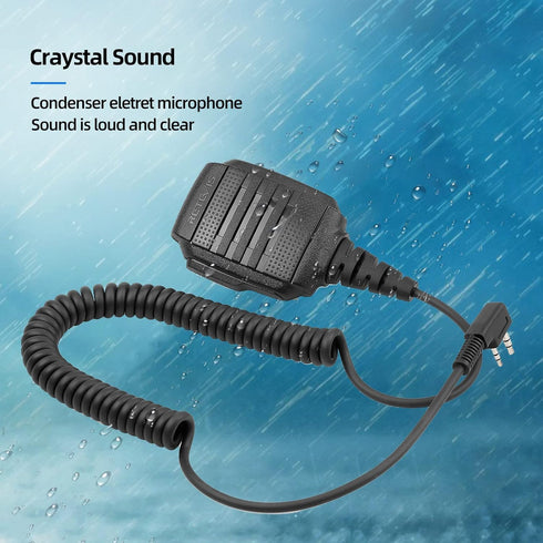 Retevis Walkie Talkie Speaker Mic, IP54 Waterproof 2 Pin for RT22 RT68 RT27 H777 RB26 RB29, Compatible with BAOFENG