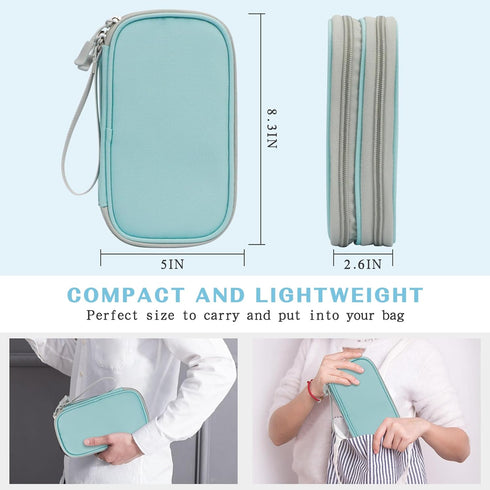 FYY Electronic Organizer, Travel Cable Organizer Bag Pouch Electronic Accessories Carry Case Portable Waterproof Double Layers Storage Bag for Cable, Charger, Phone, Earphone, Medium Size- Mint Green