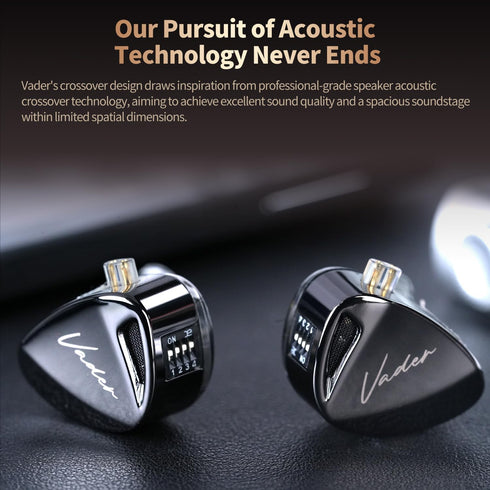 KZ Vader Triple Driver in-Ear Monitor Music Earphone - HIFI IEM with 4 Tuning Levels, Wired Sport Earbud