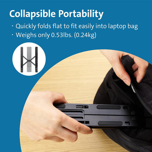 Kensington Portable Laptop Stand, Collapsible Aluminum Riser, Height Adjustable Cooling Stand for Up to 16",